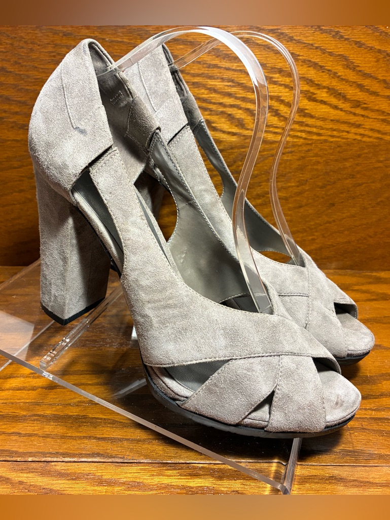 Nine West Grey Suede Chunky Platform Heels Size 10.5